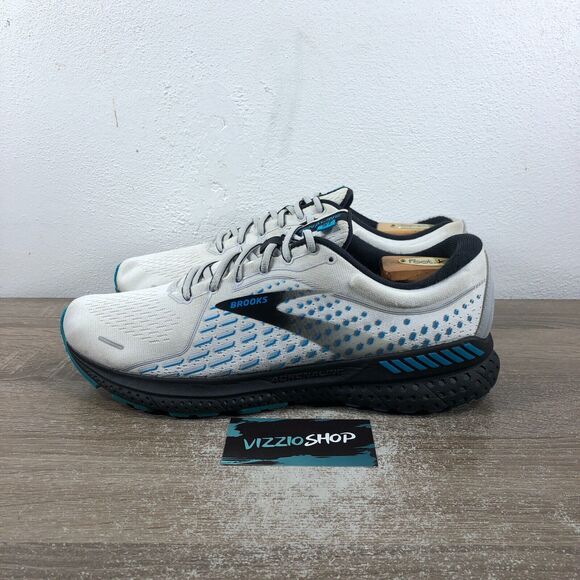 Brooks Adrenaline GTS 21 White Black Blue Running Men's 10 D Medium 1103491D190 - Picture 3 of 8